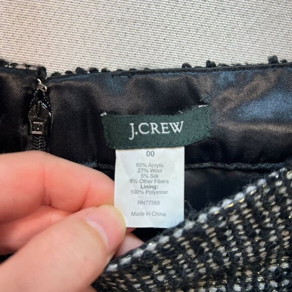 J.Crew Women's Notte Boucle Tweed Straight & Pencil Skirt Size 00 Black White - Picture 3 of 11